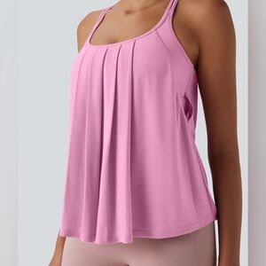 Halara Crisscross Backless Double Straps Pleated Quick Dry Yoga Cami Top